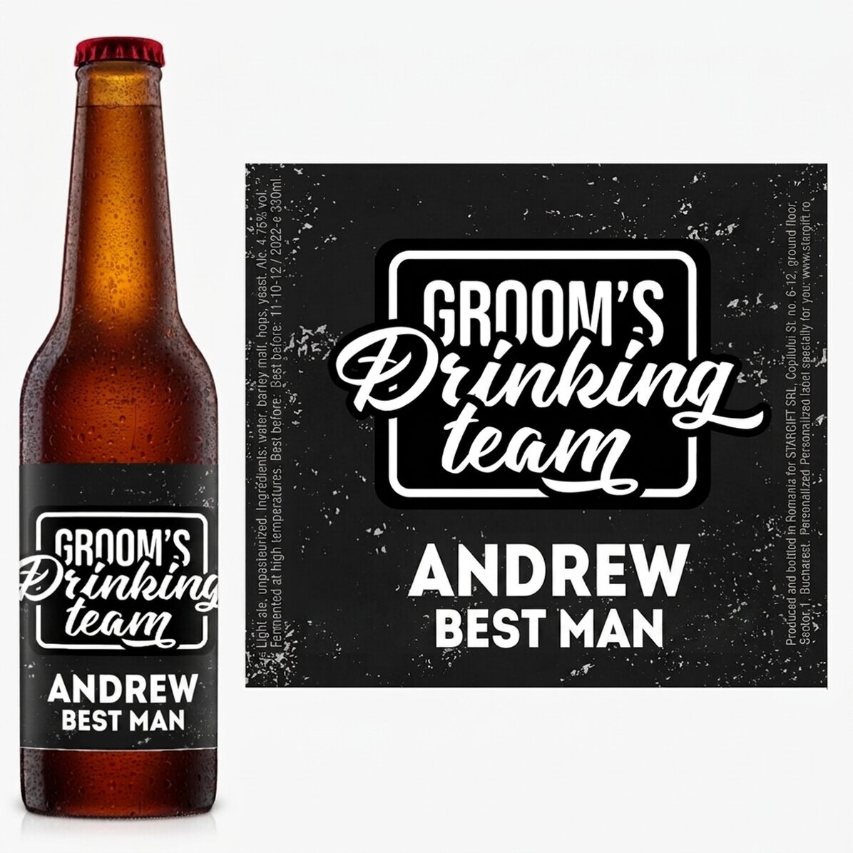 Bier met gepersonaliseerde tekst voor het vrijgezellenfeest - Groom