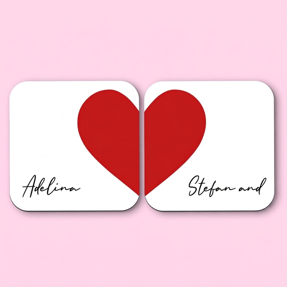 Set van 2 gepersonaliseerde onderzetters met tekst - Heart