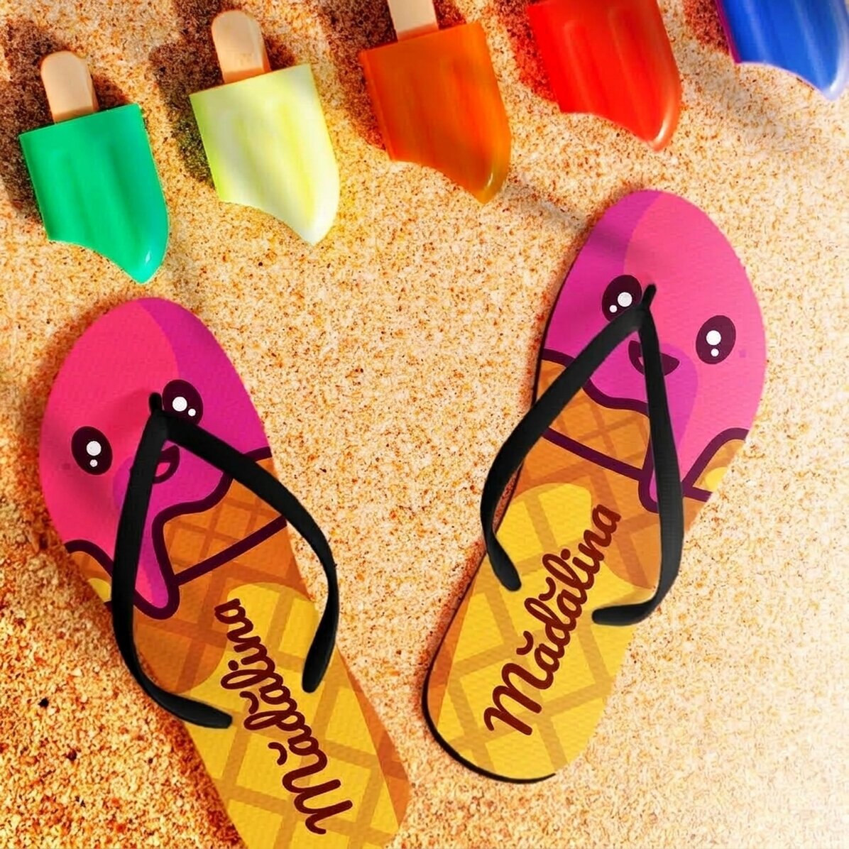 Op naam gemaakte slippers voor kinderen - IJs / Ice-cream