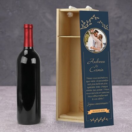 Caisse de vin personnalisée avec photo et texte - Anniversaire