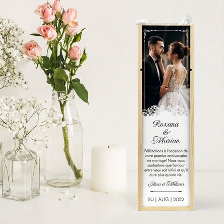 Caisse de vin personnalisée avec photo et texte - Anniversaire de mariage