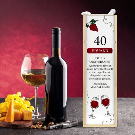 Coffret de vin personnalisé avec un message pour un anniversaire