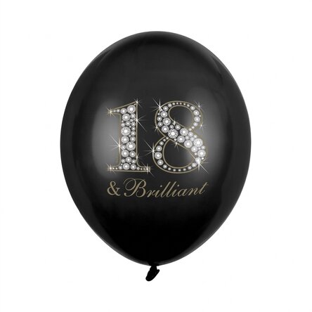Set van 6 verjaardagsballonnen voor 18-jarigen - 18 & Brilliant