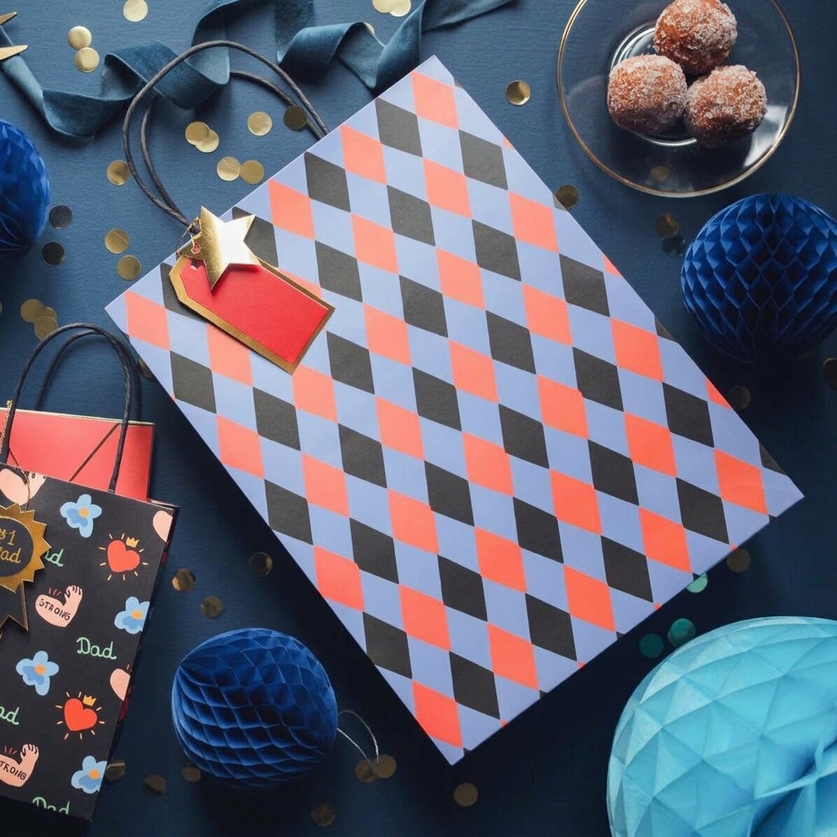 Sachet cadeau - motif losanges assortis