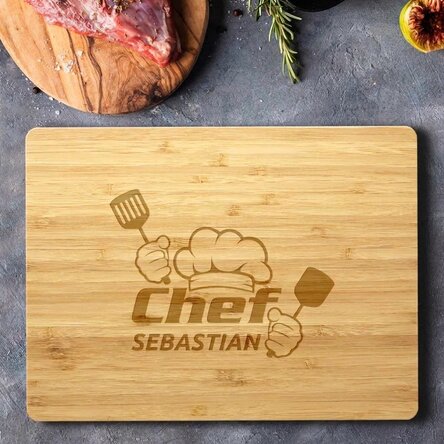 Planche à découper personnalisée avec inscription - Chef Puternic