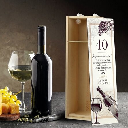Coffret de vin personnalisé avec un message pour un anniversaire - Cheers