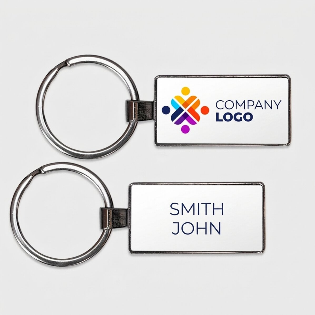 Gepersonaliseerde sleutelhanger met logo en naam