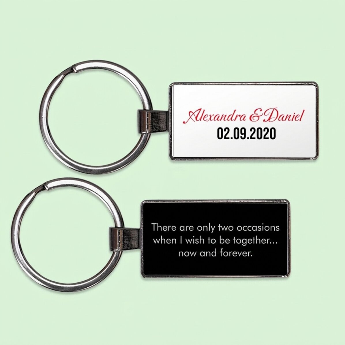Porte-clés personnalisé avec un nom et un message