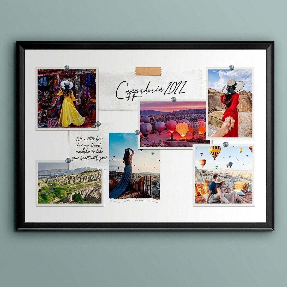 Tableau paysage personnalisé avec 6 photos et un texte - Vos vacances