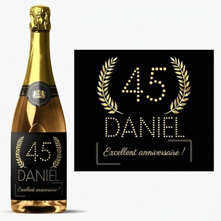 Vin mousseux personnalisé avec un message pour un anniversaire - Gold