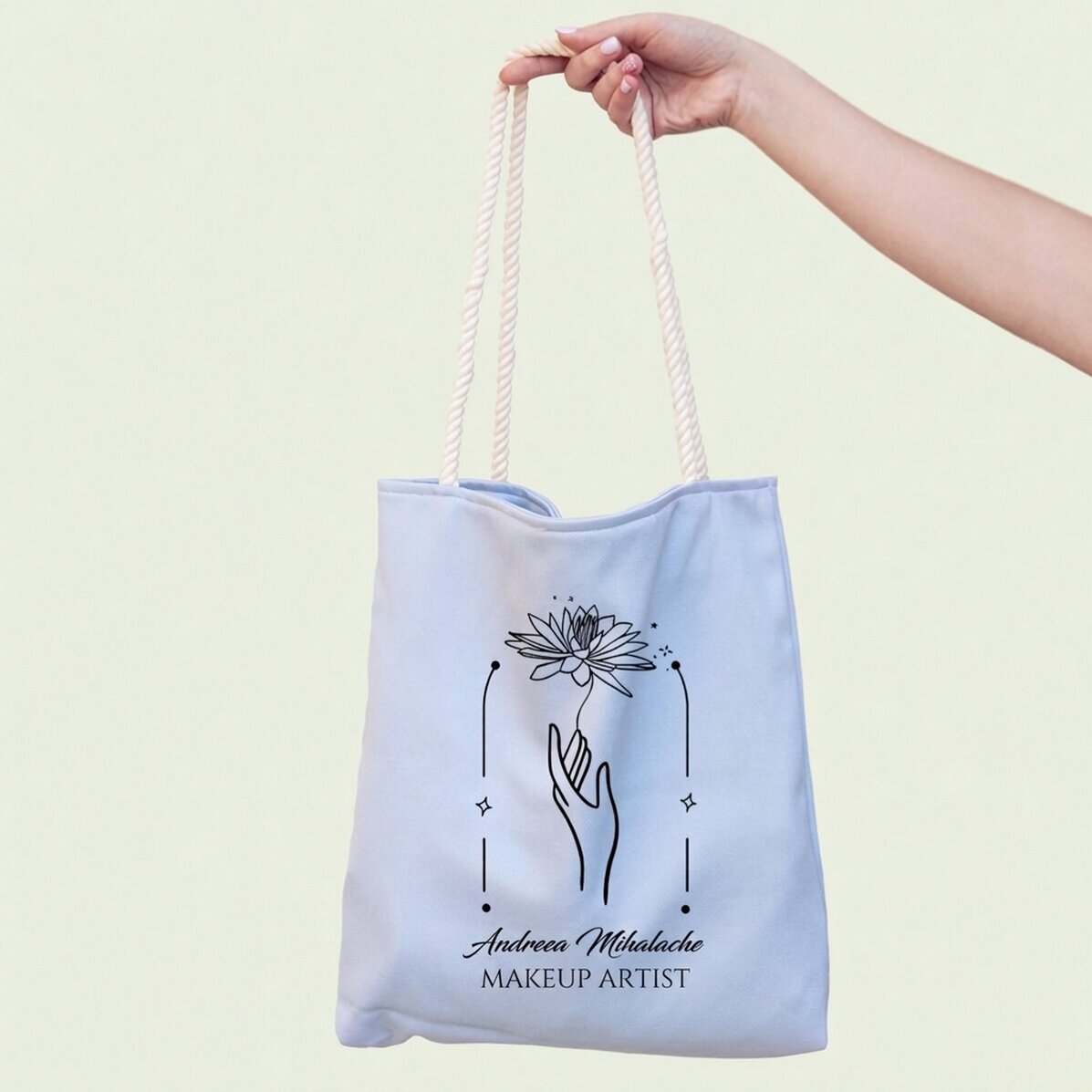 Gepersonaliseerde tas met tekst - Bloemenmotief
