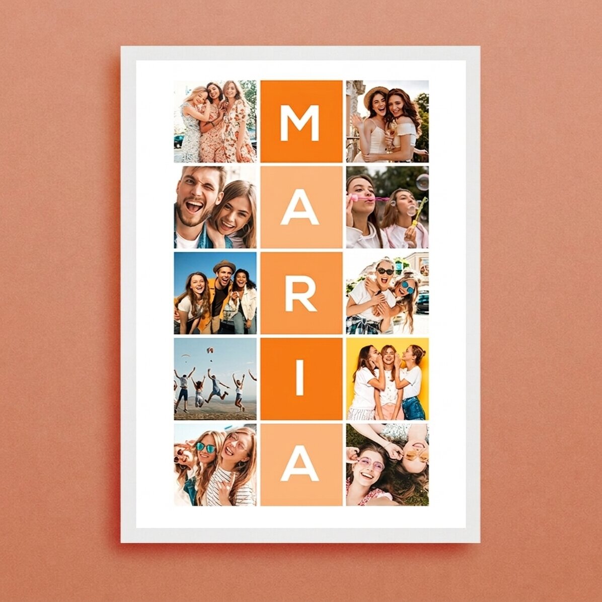 Tableau personnalisé avec 10 photos et un prénom de 5 lettres