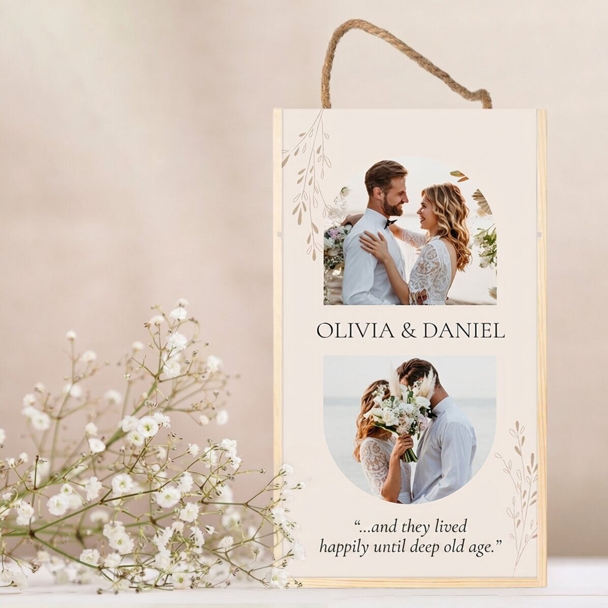Coffret à vin pour 2 bouteilles, personnalisé avec 2 photos et un message - Moments