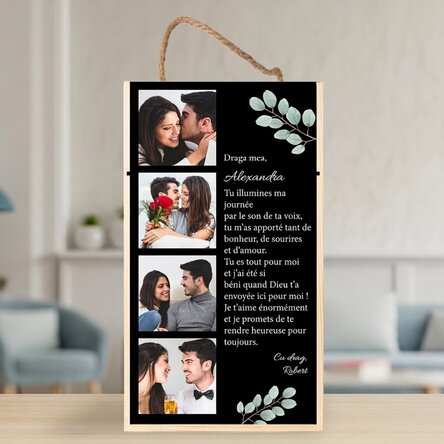 Coffret à vin pour 2 bouteilles, personnalisé avec 4 photos et un message