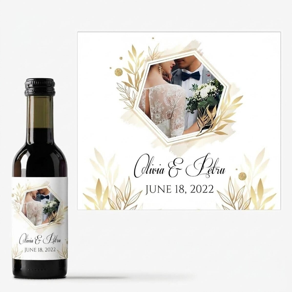 Mini-bouteille de vin personnalisée avec une photo et un texte - Moment spécial