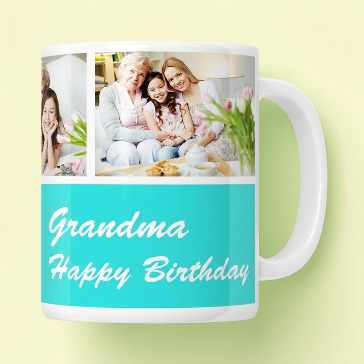 Tasse personnalisée avec 3 photos et un message