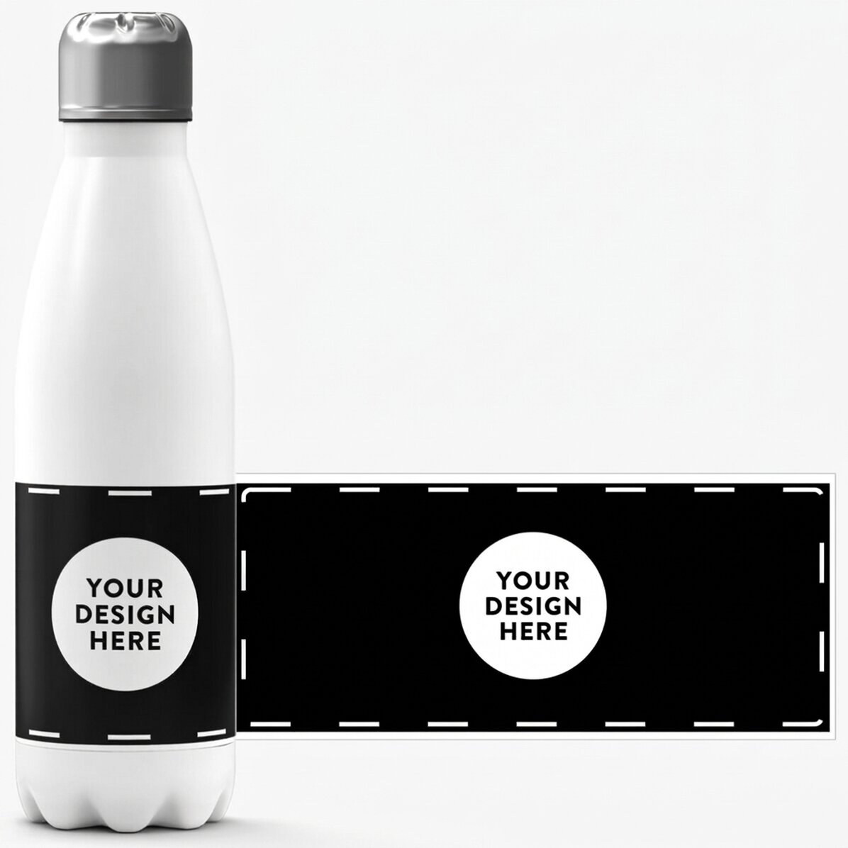 Thermosfles met witte bodem, gepersonaliseerd met jouw ontwerp