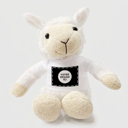 Une peluche de mouton personnalisée avec ton motif