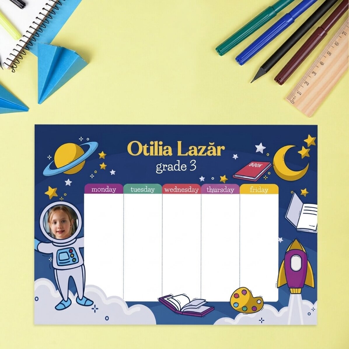 Gepersonaliseerd rooster met een foto en tekst - Astronaut
