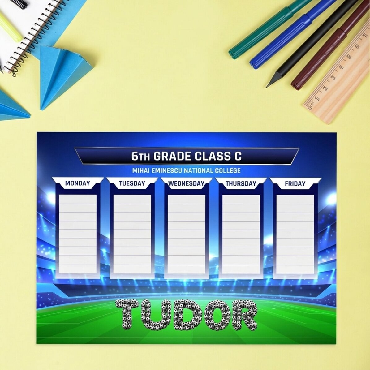 Aangepast schema met tekst - Voetbal