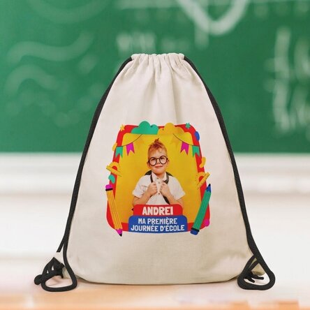 Sac à dos personnalisé avec une photo et un prénom - Mon premier jour d