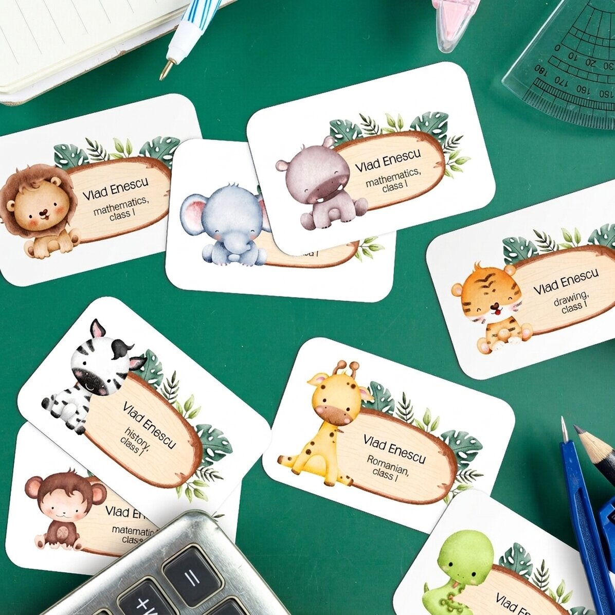Lot de 8 autocollants (étiquettes adhésives) personnalisés pour l
