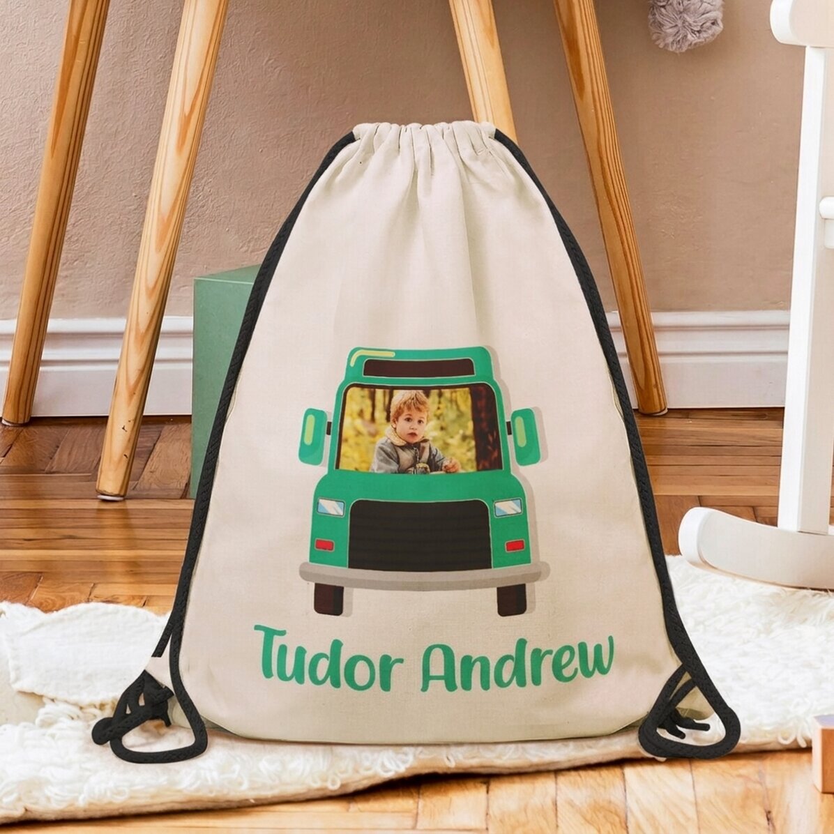 Sac à dos personnalisé avec nom et photo - Voiture colorée