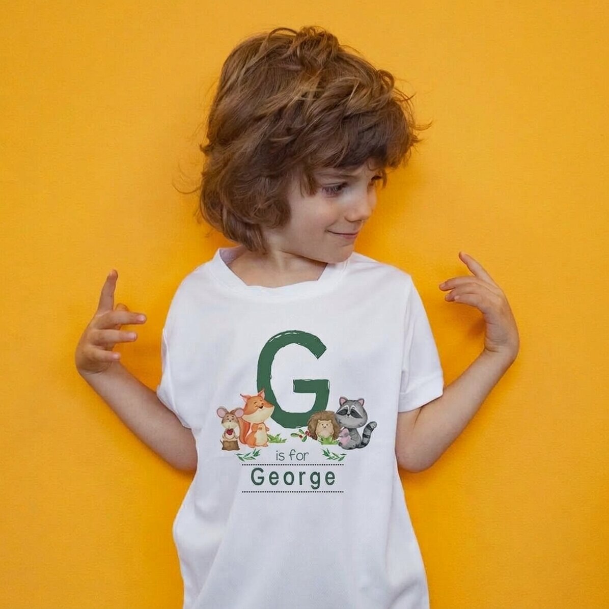 Sportshirt voor kinderen, gepersonaliseerd met initiaal en naam - Animalute