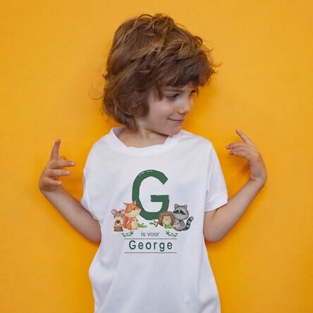 Sportshirt voor kinderen, gepersonaliseerd met initiaal en naam - Animalute