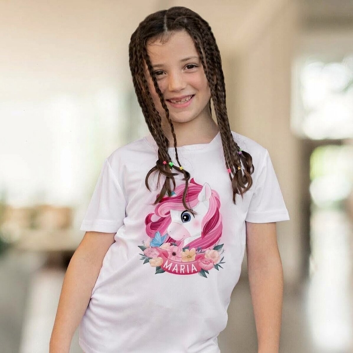 Sportshirt voor kinderen, gepersonaliseerd met naam - Unicorn