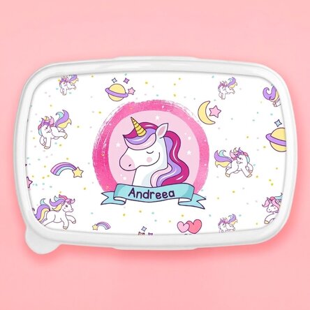 Boîte à repas, barquette personnalisée avec prénom - Licorne