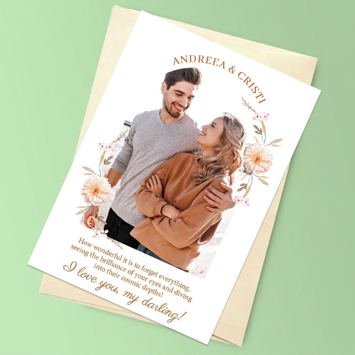Carte de vœux magnétique personnalisée avec une photo et un texte - Message pour son petit ami/sa pe