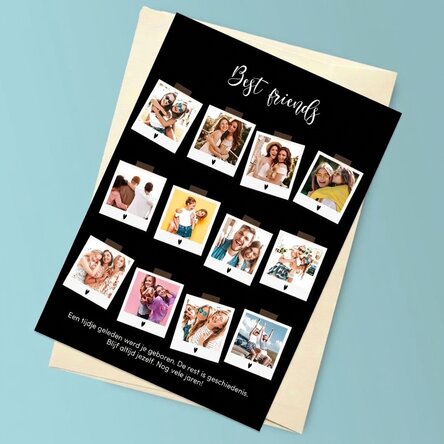 Gepersonaliseerde magnetische wenskaart met 12 foto’s en tekst - Polaroid