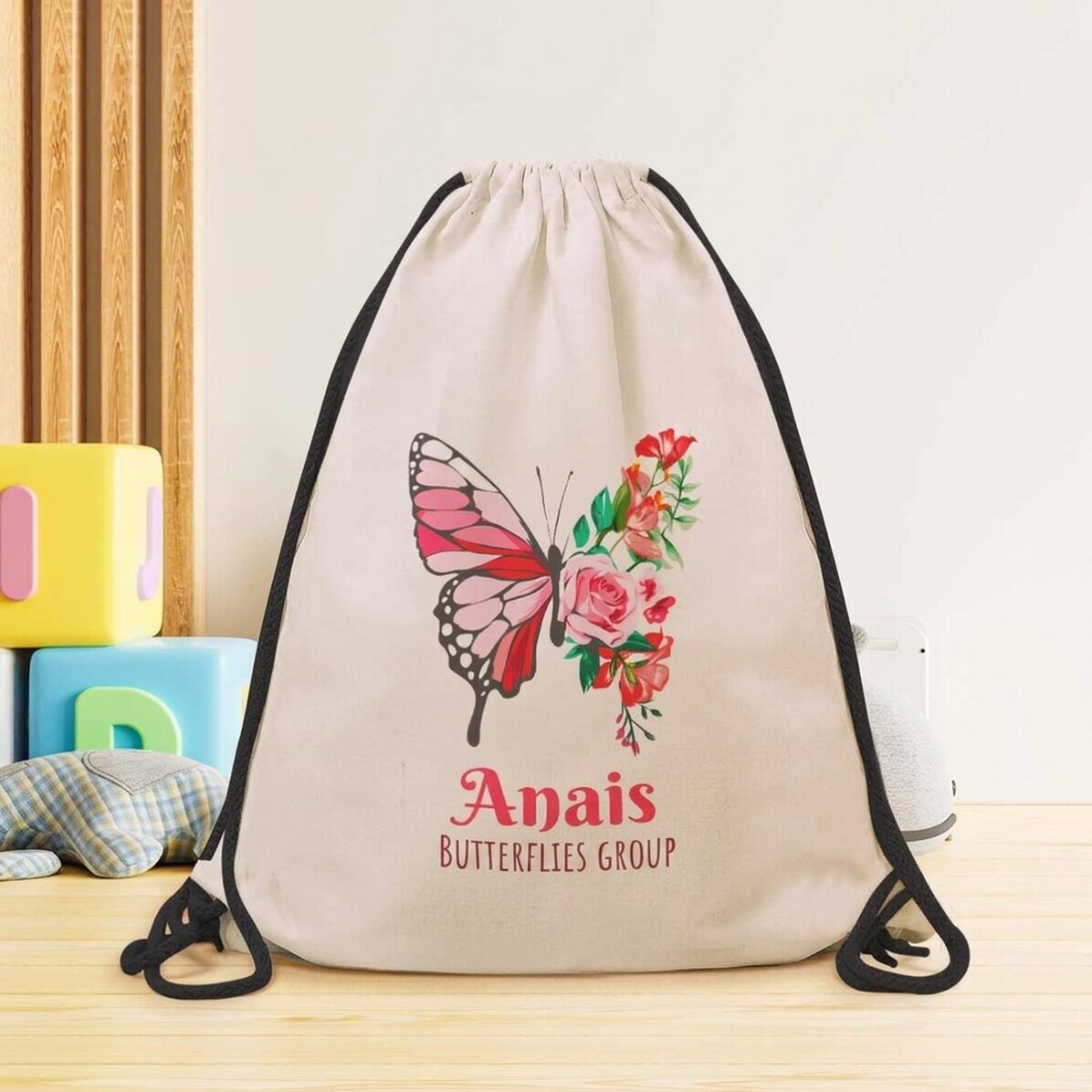 Sac à dos personnalisé avec inscription - Papillon coloré