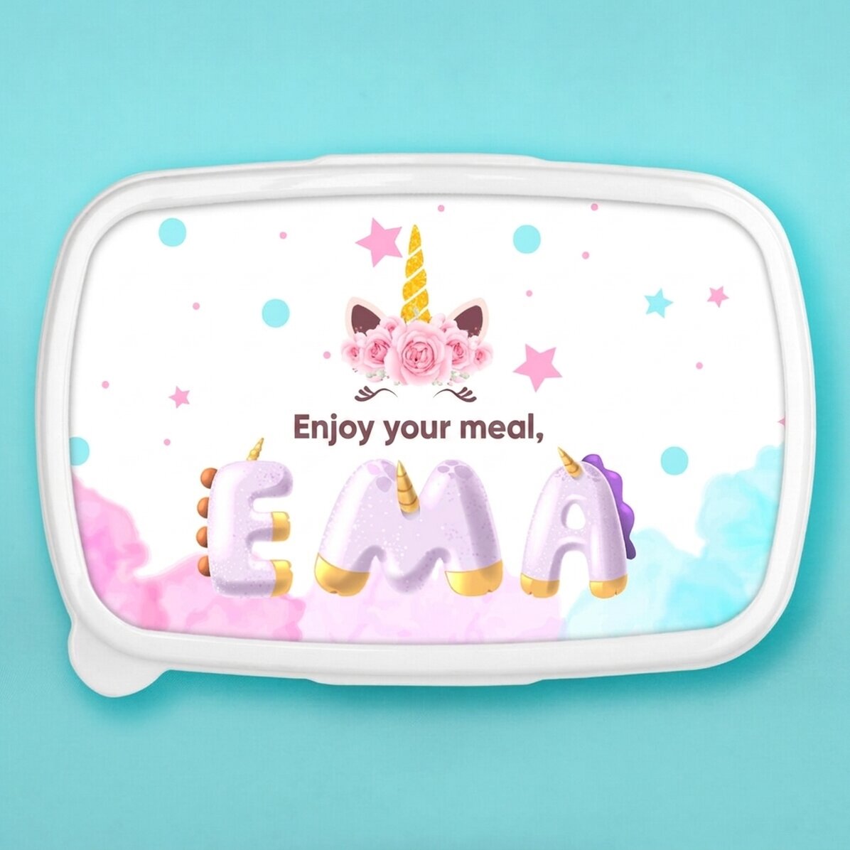 Lunchbox, op maat gemaakte lunchbox met naam - Speciale eenhoorn