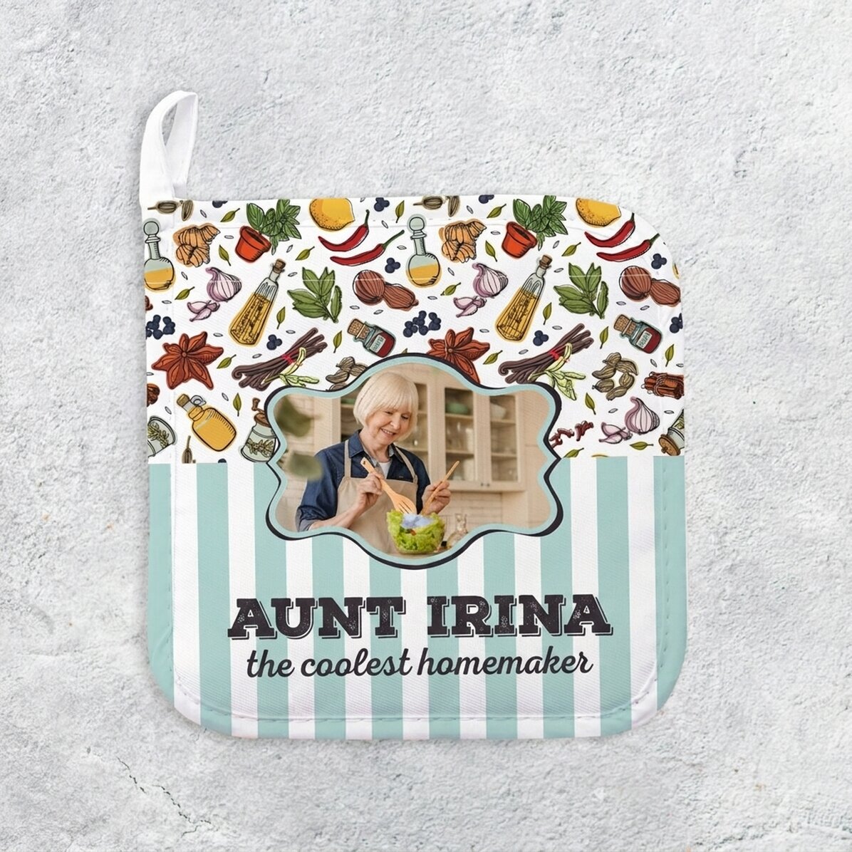 Gepersonaliseerde onderzetter voor hete pannen met foto en tekst - De allerbeste huisvrouw