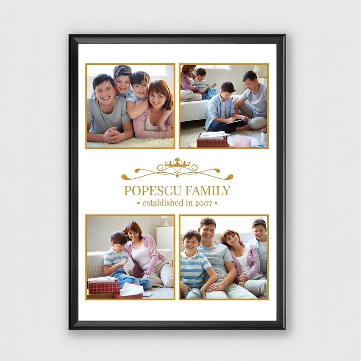 Tableau personnalisé avec 4 photos de famille
