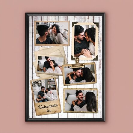 Tableau personnalisé avec 6 photos, style vintage