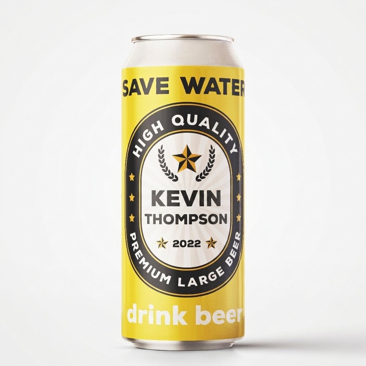 Bier in een blikje met gepersonaliseerde tekst - Save water drink beer