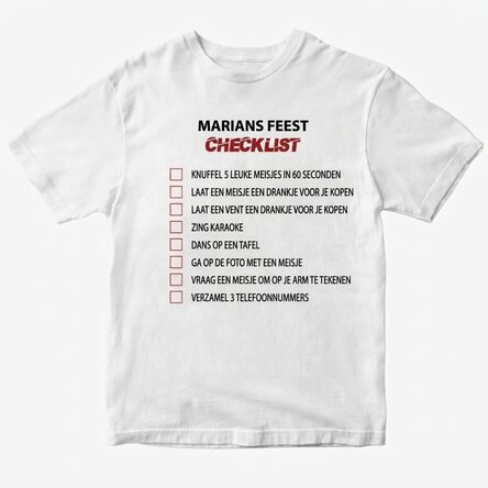 T-shirt met eigen tekst - Checklist