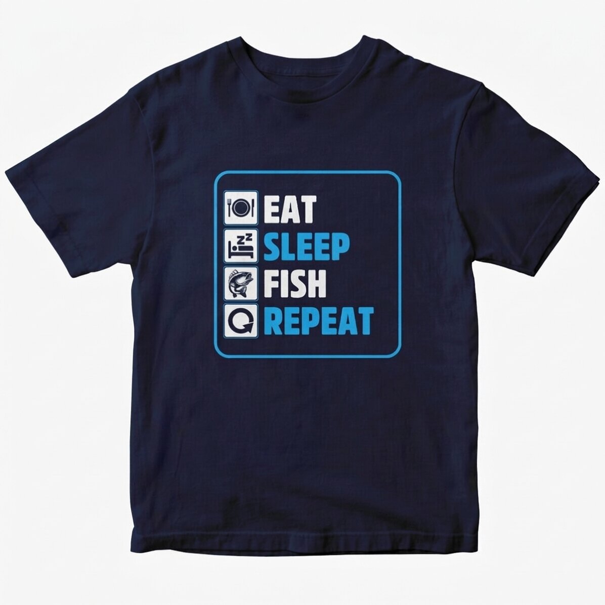 T-shirt met eigen tekst - Eat sleep fish repeat