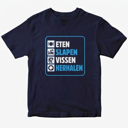 T-shirt met eigen tekst - Eat sleep fish repeat
