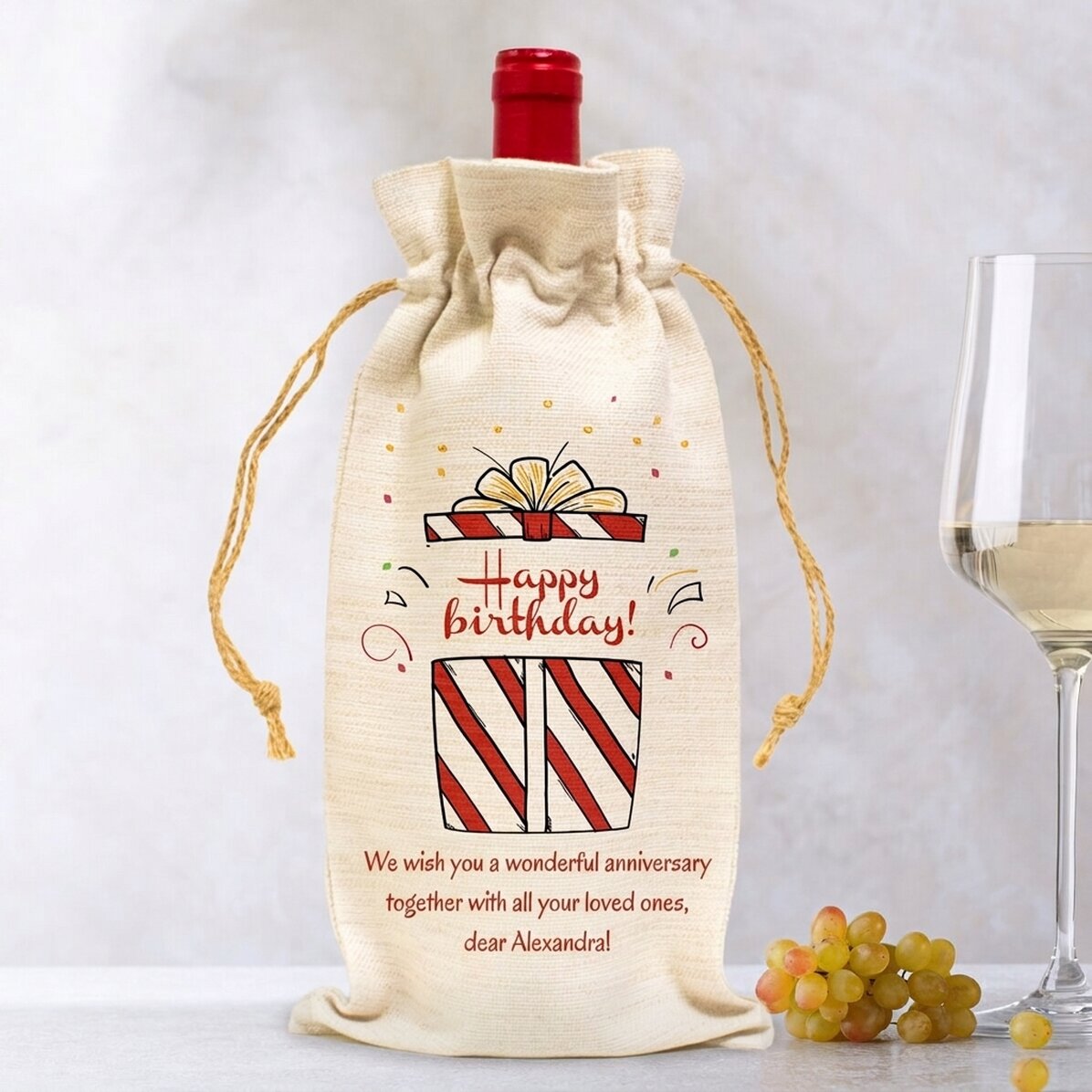 Sac personnalisé pour bouteille de vin - Cadeau d