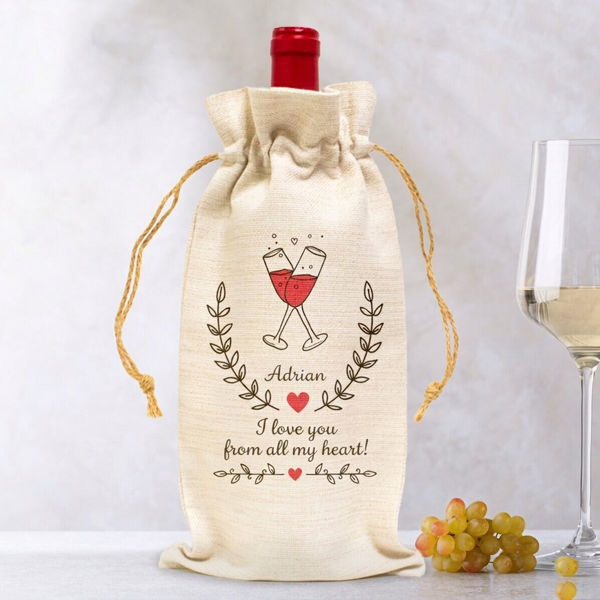 Sachet personnalisé pour bouteille de vin - Je t