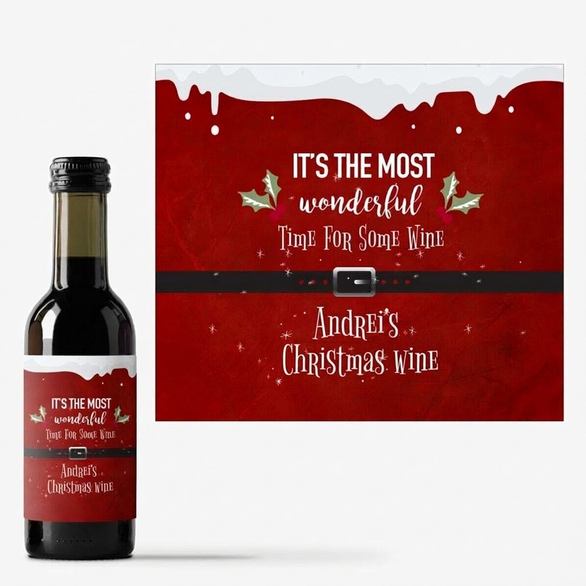 Mini-bouteille de vin personnalisée avec inscription - « Most wonderful time »
