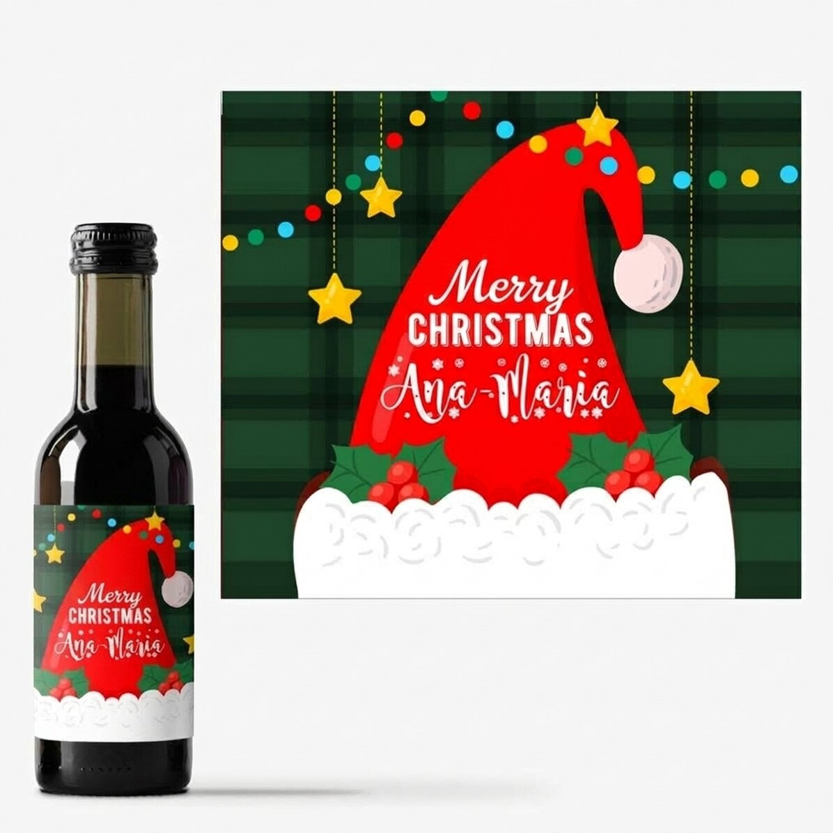 Gepersonaliseerd mini-wijnflesje met tekst - Kerstman