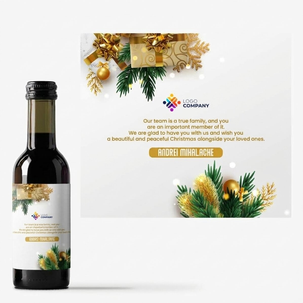 Gepersonaliseerd mini-wijnflesje met boodschap en logo - Een feestelijk verhaal