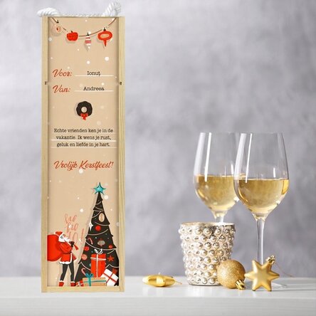 Gepersonaliseerde wijnkist met kersttekst – Een boodschap voor je dierbaren