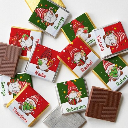 Set van 10 gepersonaliseerde minichocolade met naam - Kerstkabouters