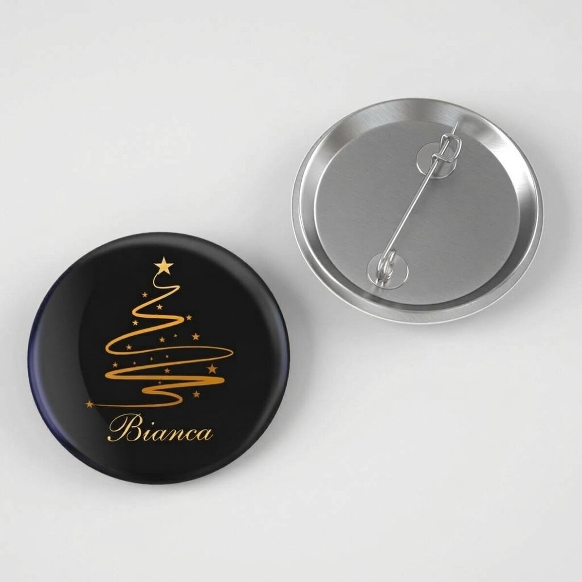 Gepersonaliseerde button met tekst - Elegant dennenboommotief